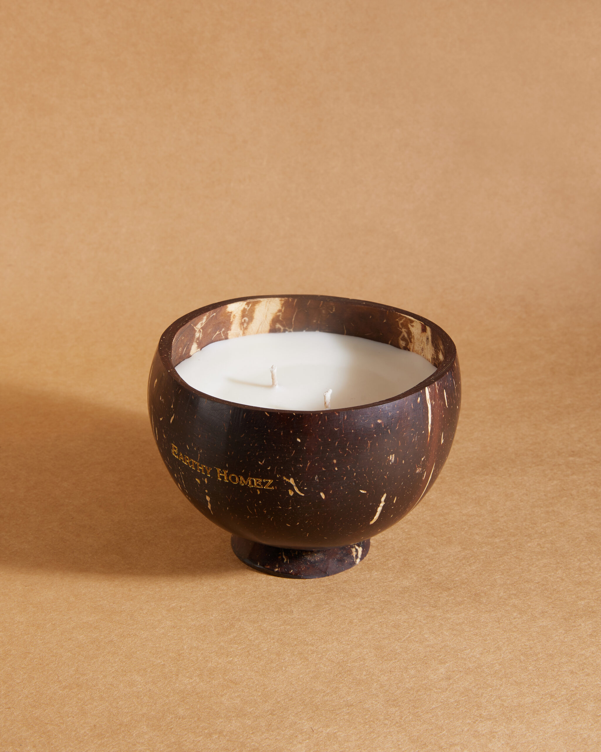 Handcrafted Coconut Shell Candle by Earthy Homez for eco-friendly ambiance.
